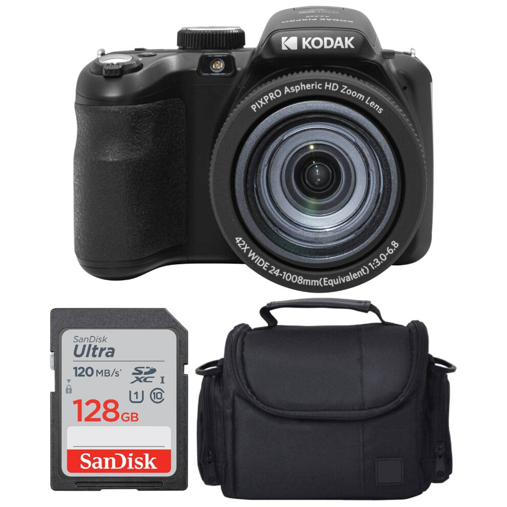 Kodak PIXPRO AZ425 Digital Camera + Camera Case + 128GB Memory Card (B