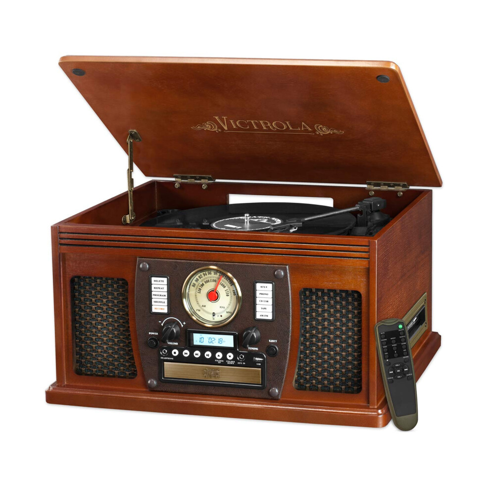 Victrola 8-in-1 Bluetooth Record Player & Multimedia Center  Built-in