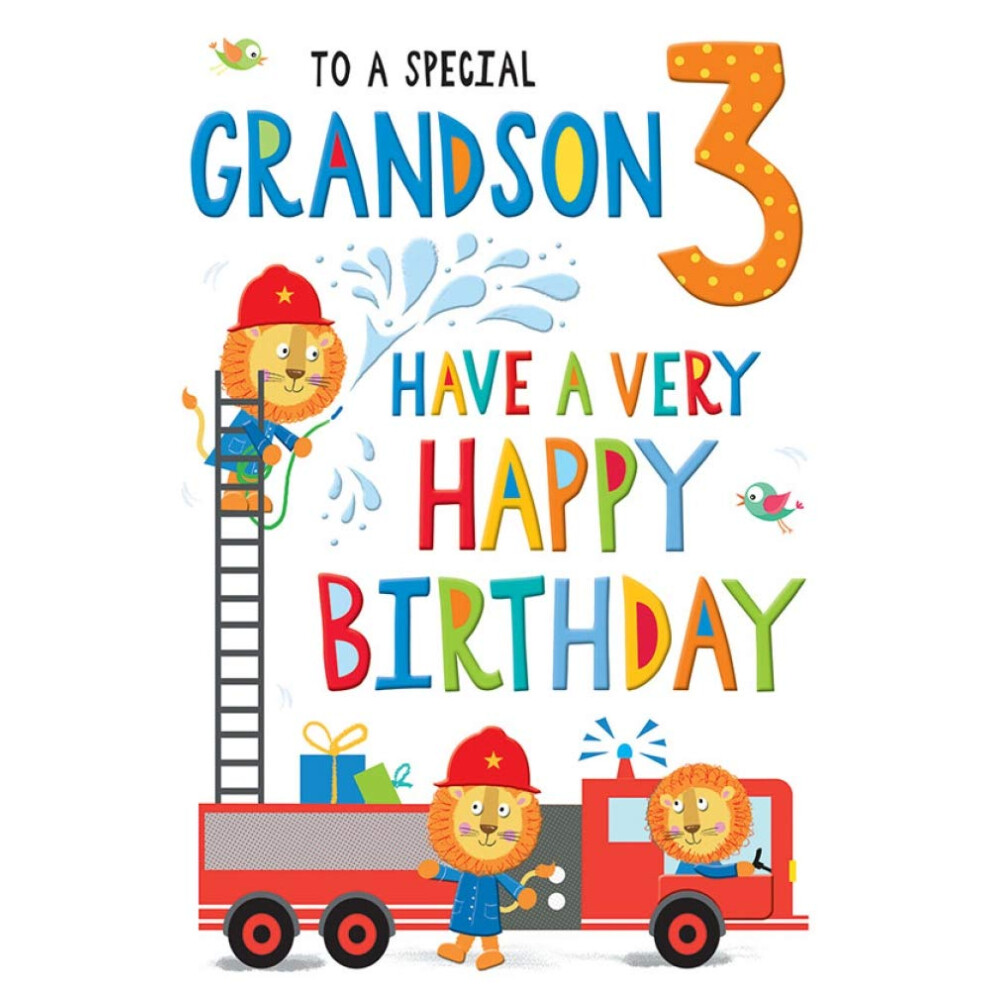 Regal Publishing Juvenile Birthday Card Age 3 Grandson - 9 X 6 Inches
