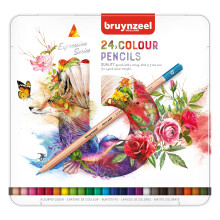 Colori a cera - Bruynzeel - Espressione - Astuccio in metallo - 24 pezzi - Multicolore