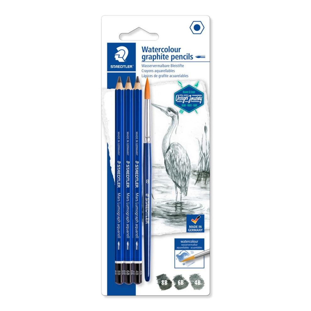 STAEDTLER Mars Lumograph Graphite Watercolor Pencils Kit  Set of 3  In