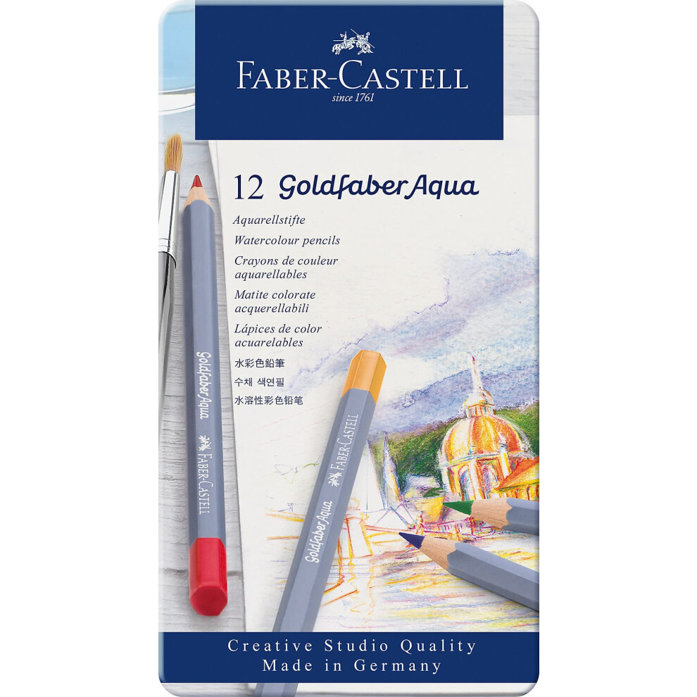 Faber-Castell Goldfaber Aqua Watercolor Pencils - Tin Of 12 Colors Pr Blue