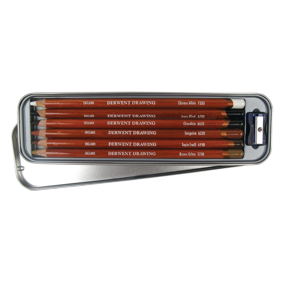 Derwent Drawing Pencils and Accessories  Soft  Metal Tin  6 Count (070