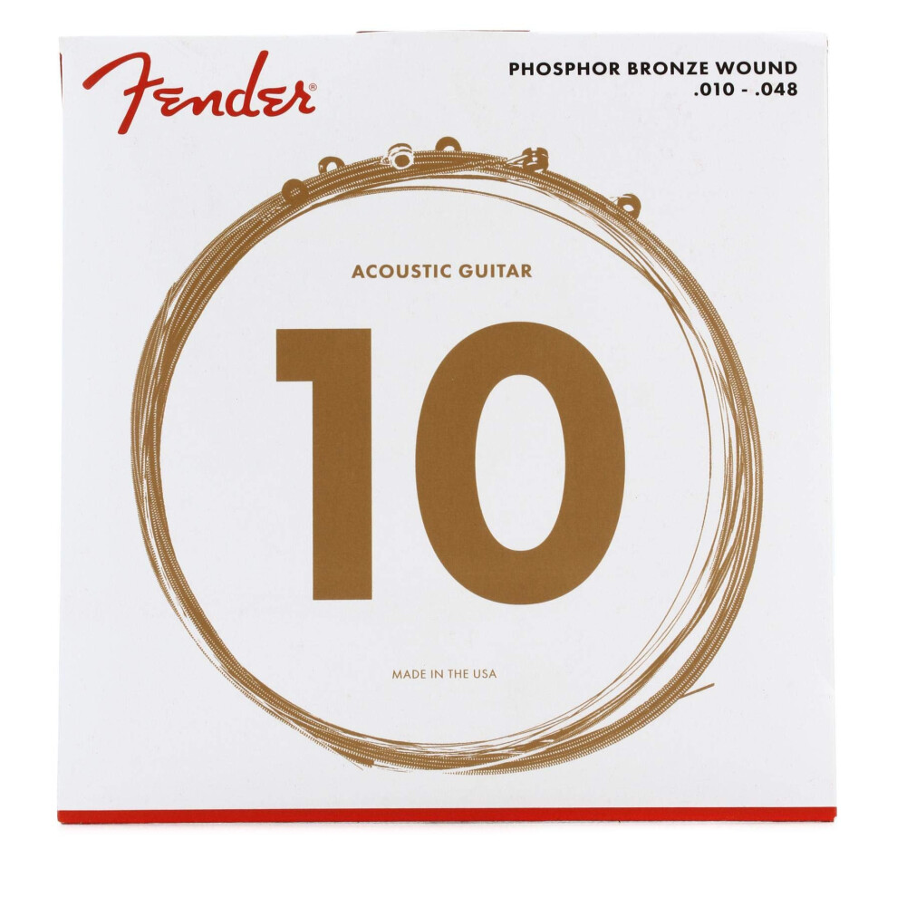 Fender Phosphor Bronze Acoustic Guitar Strings  Ball End  60XL .010-.0