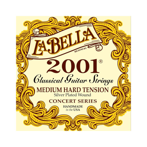 La Bella 2001 Medium Hard Tension Silver-Plated wound Classical Guitar