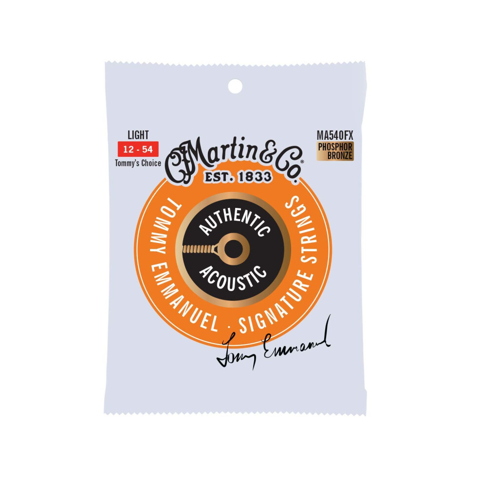 Martin Guitar Authentic Acoustic Flexible Core Tommys Choice MA540FX 92/8 Phosphor Bronze Light Guitar Strings