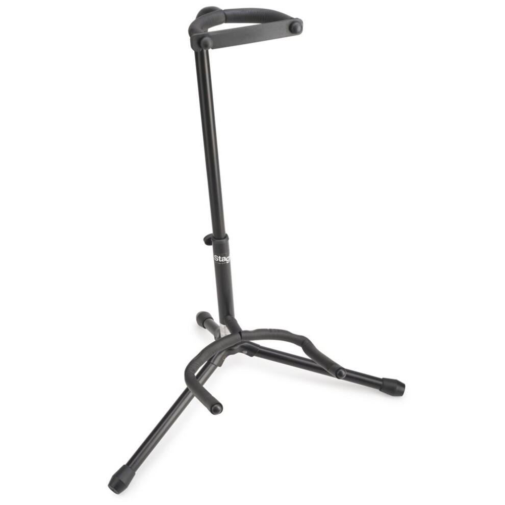 Stagg Tripod-Style Tubular Guitar Stand with Security Strap (Black)