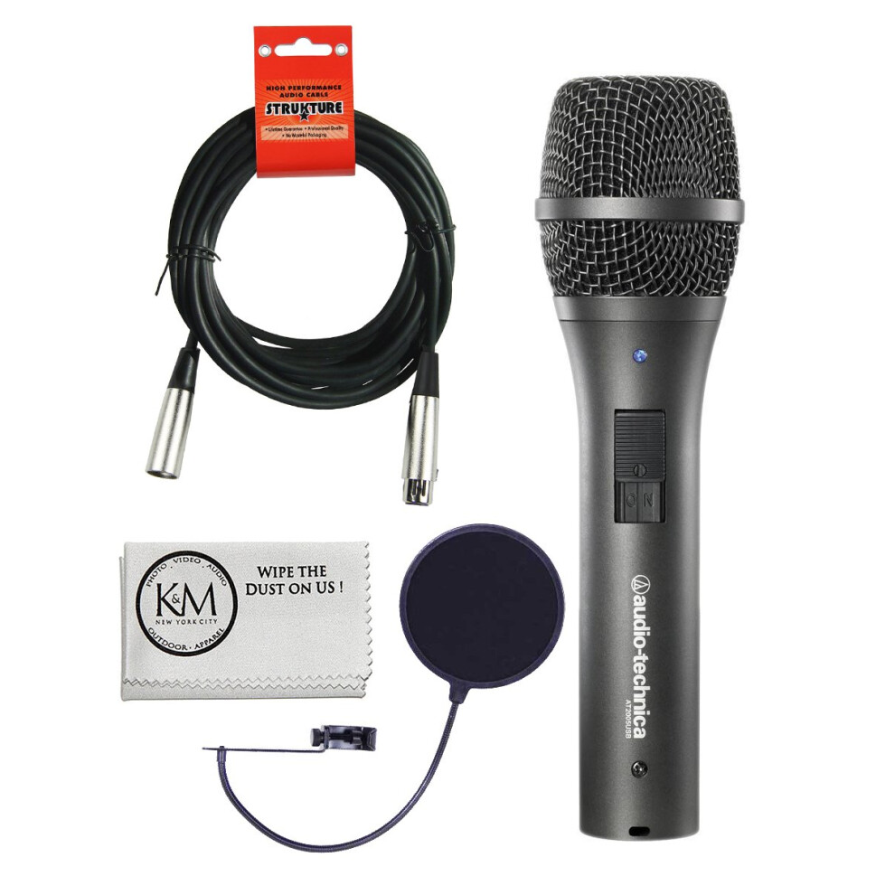 Audio-Technica AT2020 Cardioid Condenser Microphone Bundle with Pop Fi