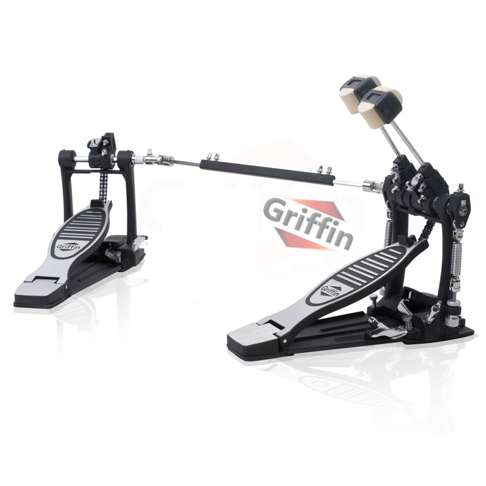 Deluxe Double Kick Drum Pedal for Bass Drum by GRIFFIN | Twin Set Foot