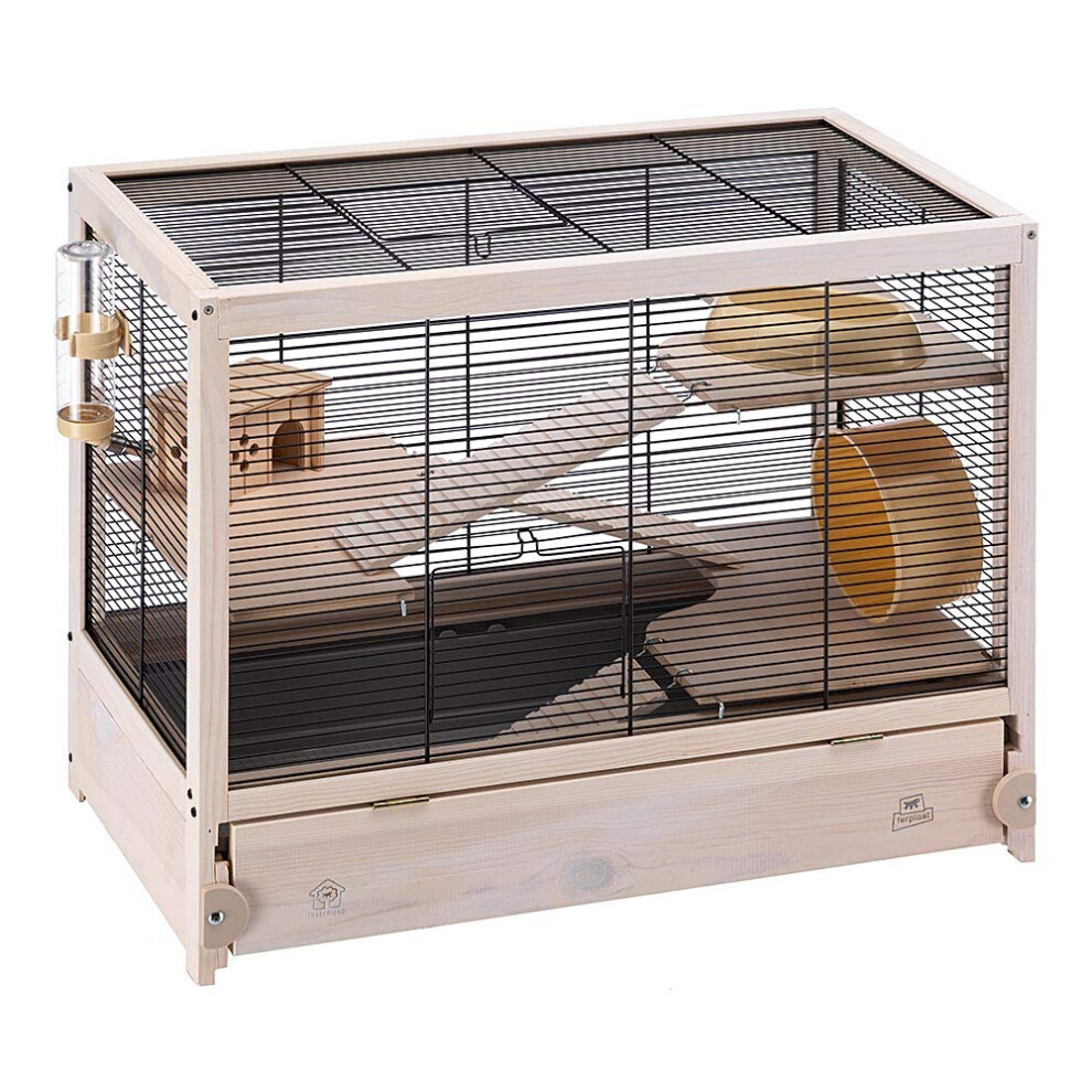 Ferplast HAMSTERVILLE Hamster Habitat Cage  Sturdy Wooden Structure  B