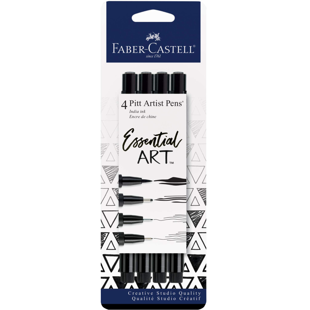 Faber-Castell Pitt Artist Pens Essential Set - 4 Black Markers  Variet