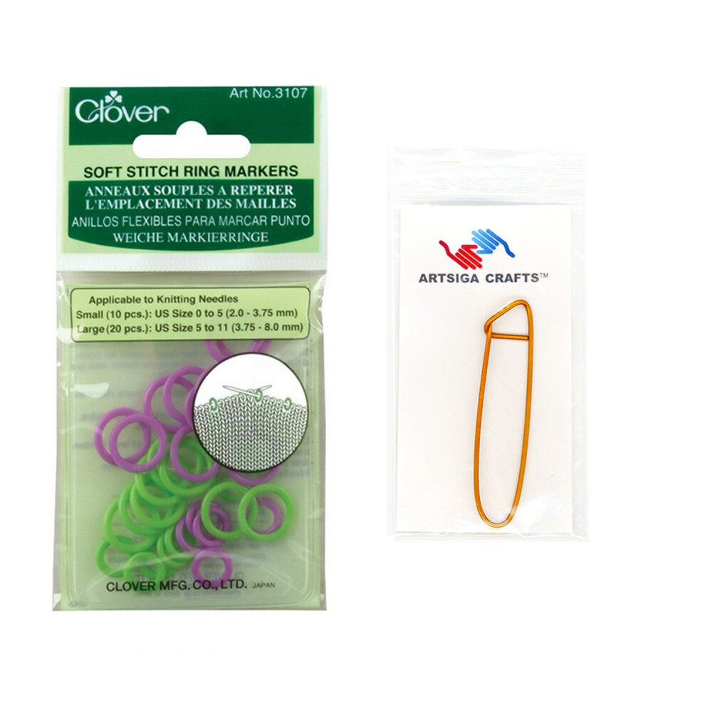 Clover Needlecraft Soft Stitch Ring Markers 30/Pkg Bundle with 1 Artsi