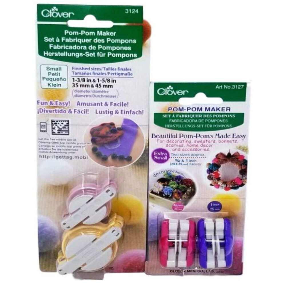 Clover Pom Pom Maker Set ~Includes 4 Different Sizes! (Extra Small and