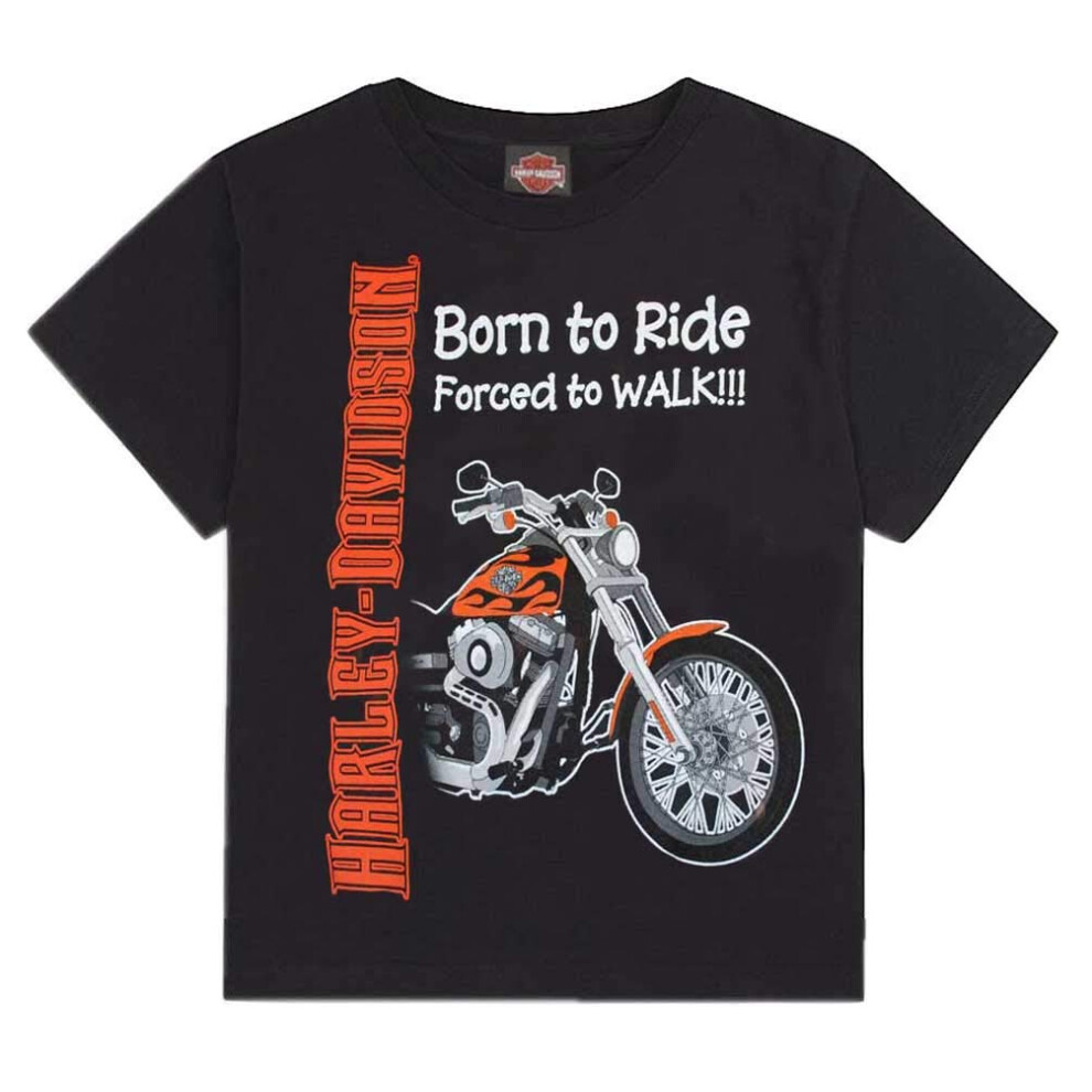 Harley-Davidson Little Boys' Born to Ride  Forced to Walk Tee Black 01