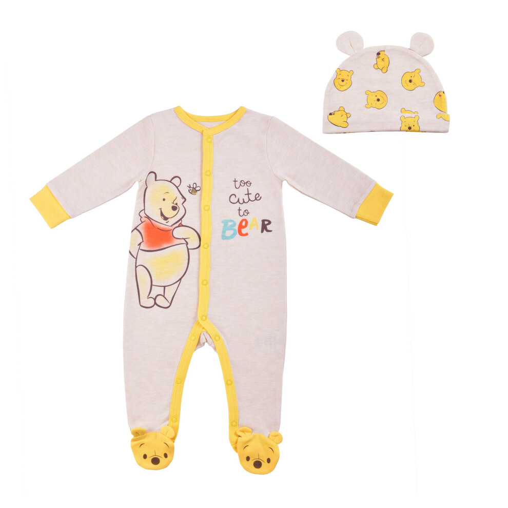 Disney Winnie the Pooh Boys Long Sleeve Romper and Hat Set for Newborn