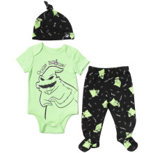 Disney Nightmare Before Christmas Oogie Boogie Baby Jongens Romper Broek en Hoed 3 Delige Set Groen/Zwart 24 Maanden