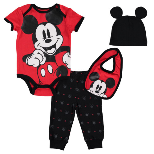 Disney Disney Mickey Mouse Βρεφικό Σετ Ρούχων 4 Τεμαχίων: Μπλουζάκι Παντελόνι Σέντι Παπί 18 Μηνών