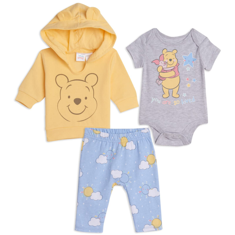 Disney Winnie the Pooh Newborn Baby Boy or Girl Hoodie Bodysuit and Pa