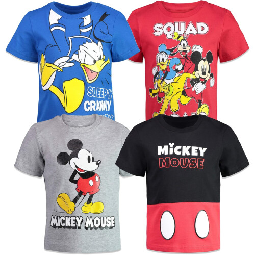 Disney Disney Μίκυ Μάους, Ντόναλντ Ντακ, Γκούφι, Πλούτο 4 Πακέτο Μπλουζάκια για Μωρά 12 Μηνών