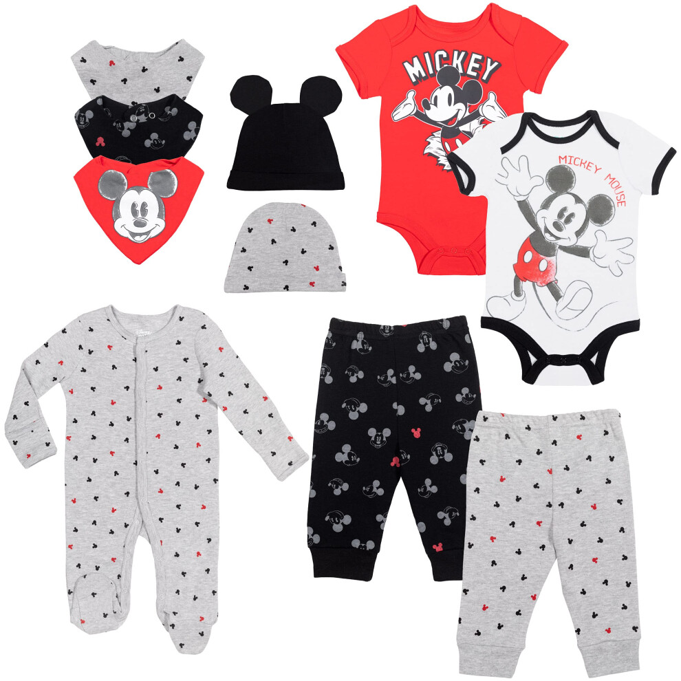 Disney Mickey Mouse Newborn Baby Boys Zip Up Sleep Play Coverall Bodys