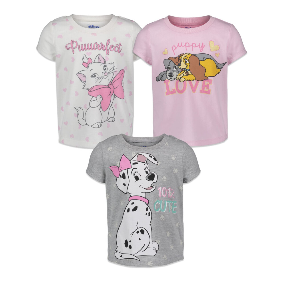 Disney The Aristocats Marie Toddler Girls 3 Pack Pullover T-Shirts Whi