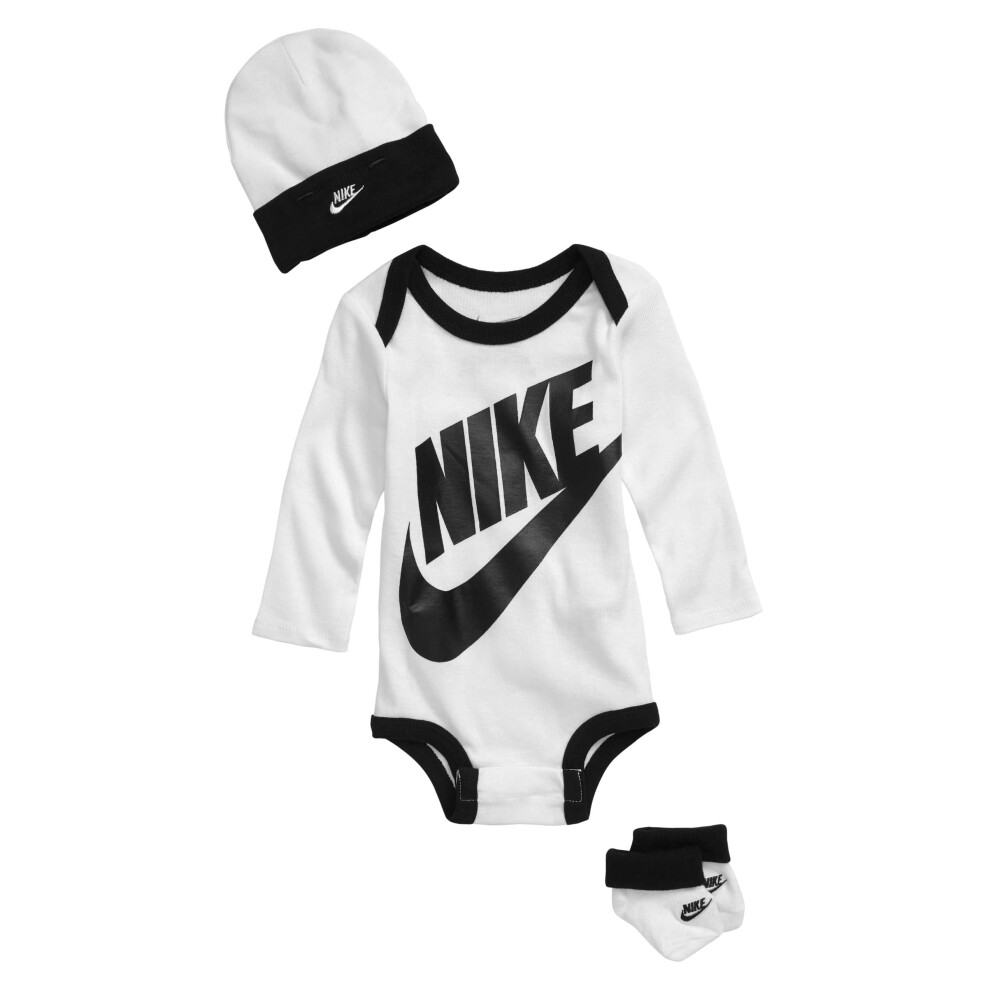 Nike Logo Long Sleeve 3 Piece Infant Set (0-6 Months  White)