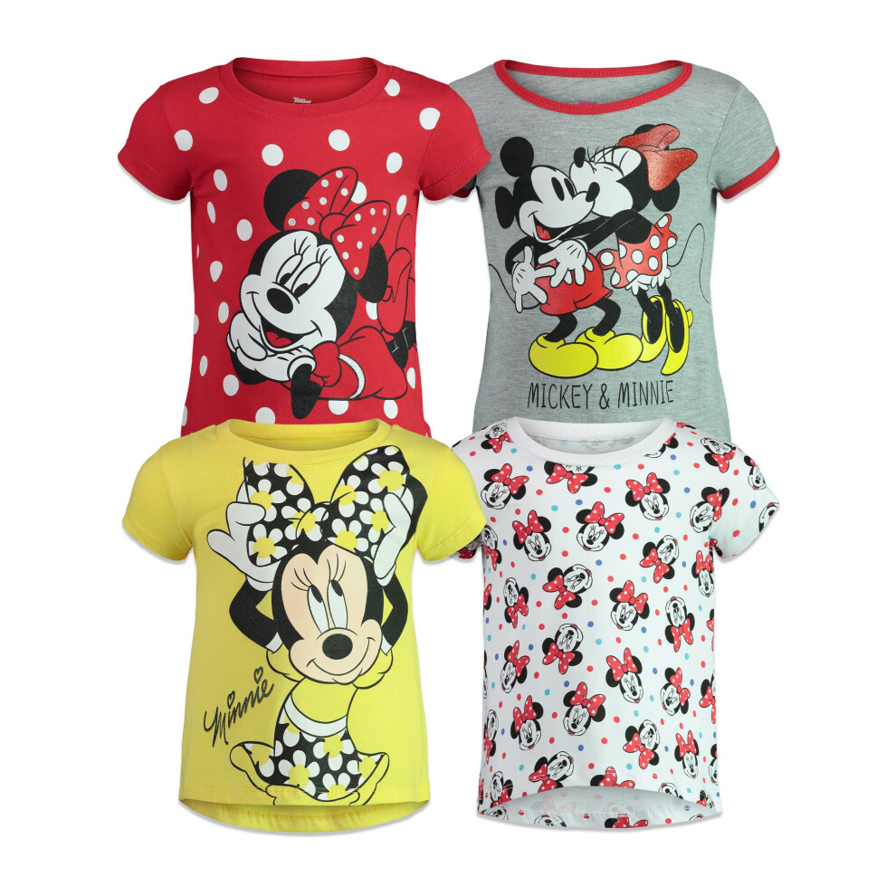 Disney Mickey Mouse Minnie Mouse Infant Baby Girls 4 Pack T-Shirts 18