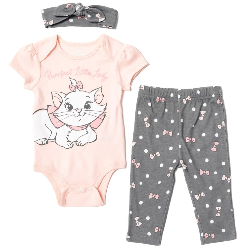 Disney The Aristocats Marie Newborn Baby Girls Bodysuit Pants and Head