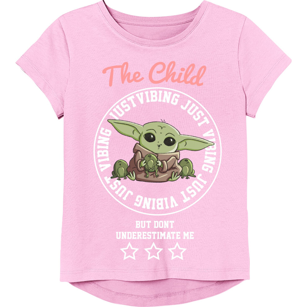 STAR WARS Girls The Mandalorian Grogu Child 4-16 T-Shirt  Light Pink