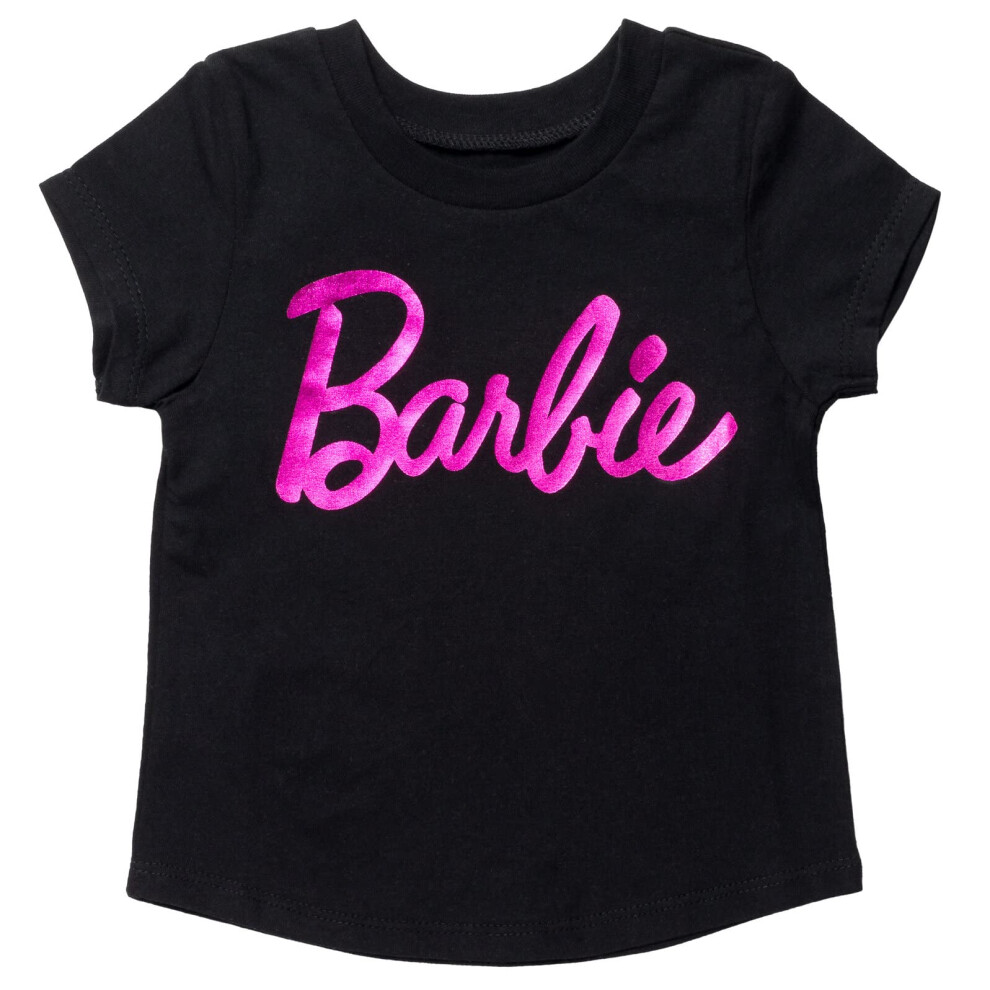 Barbie Big Girls T-Shirt Logo Black/Pink 14-16