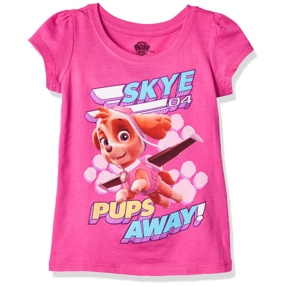 Paw Patrol Girls Short Sleeve Tee T Shirt  Hot Pink  5T US