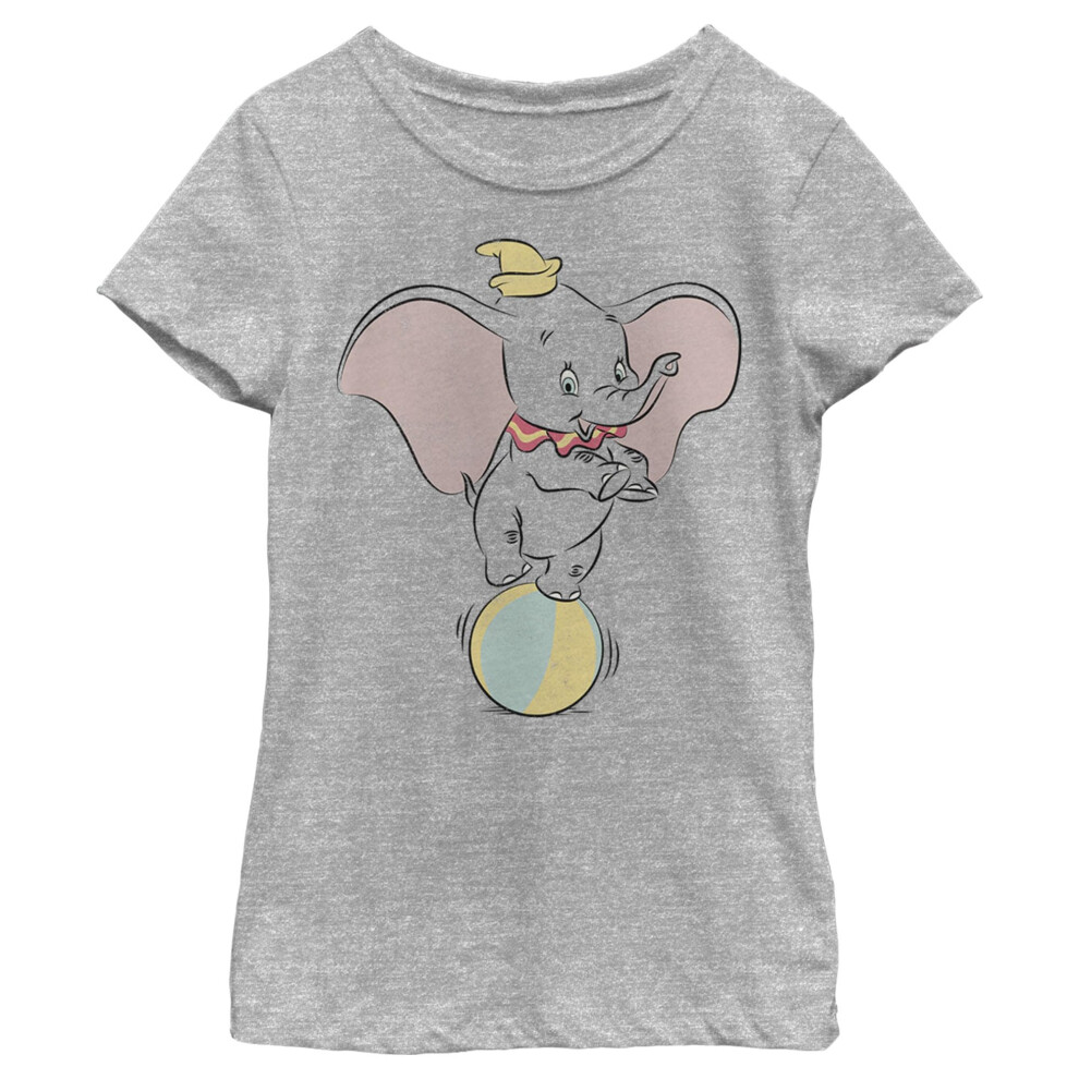 Disney Girl's Dumbo Ball Pose T-Shirt  Athletic Heather  X-Large