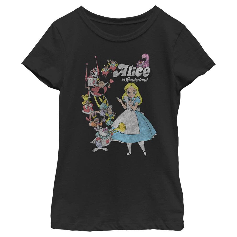 Disney Wonderland Group Surrounds Alice Girls Standard T-Shirt  Black