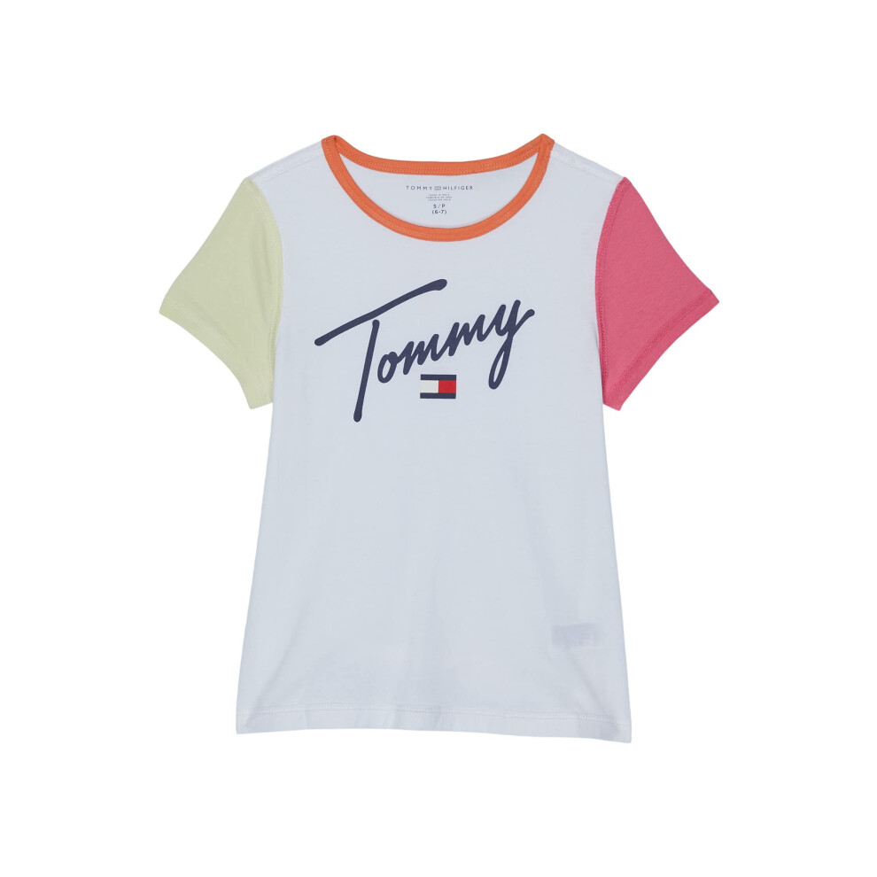 Tommy Hilfiger Girls' Adaptive Sensory Signature T-Shirt  Fresh White