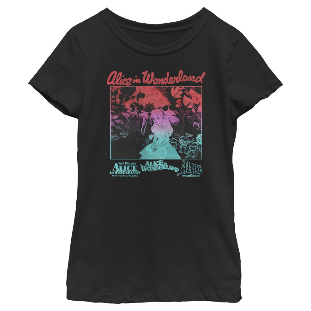 Disney Alice in Wonderland Vintage Movie Poster Neon Girls Standard T-