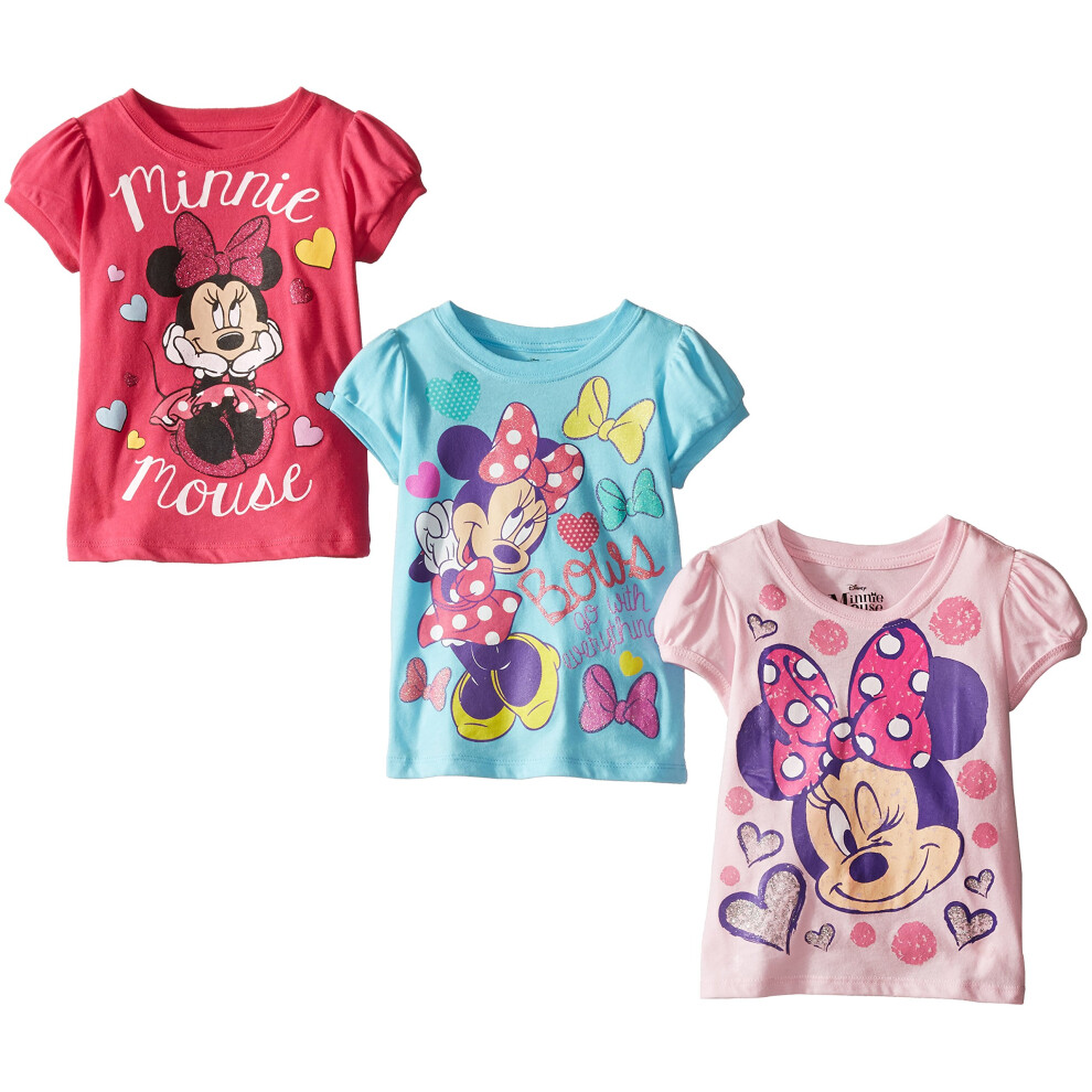 Disney Little Girls' Toddler Minnie Mouse 3-Pack T-Shirts  Assorted  4