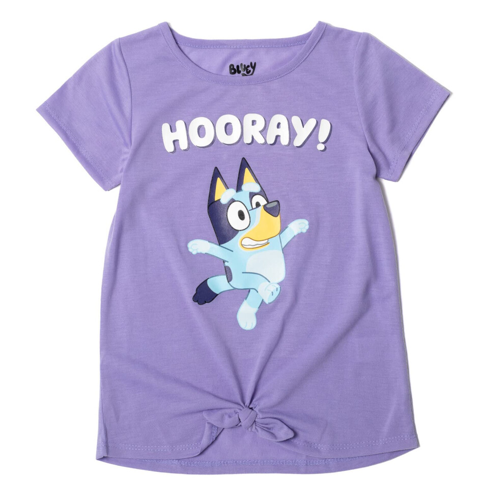 Bluey Little Girls Knotted Graphic T-Shirt Purple 7-8