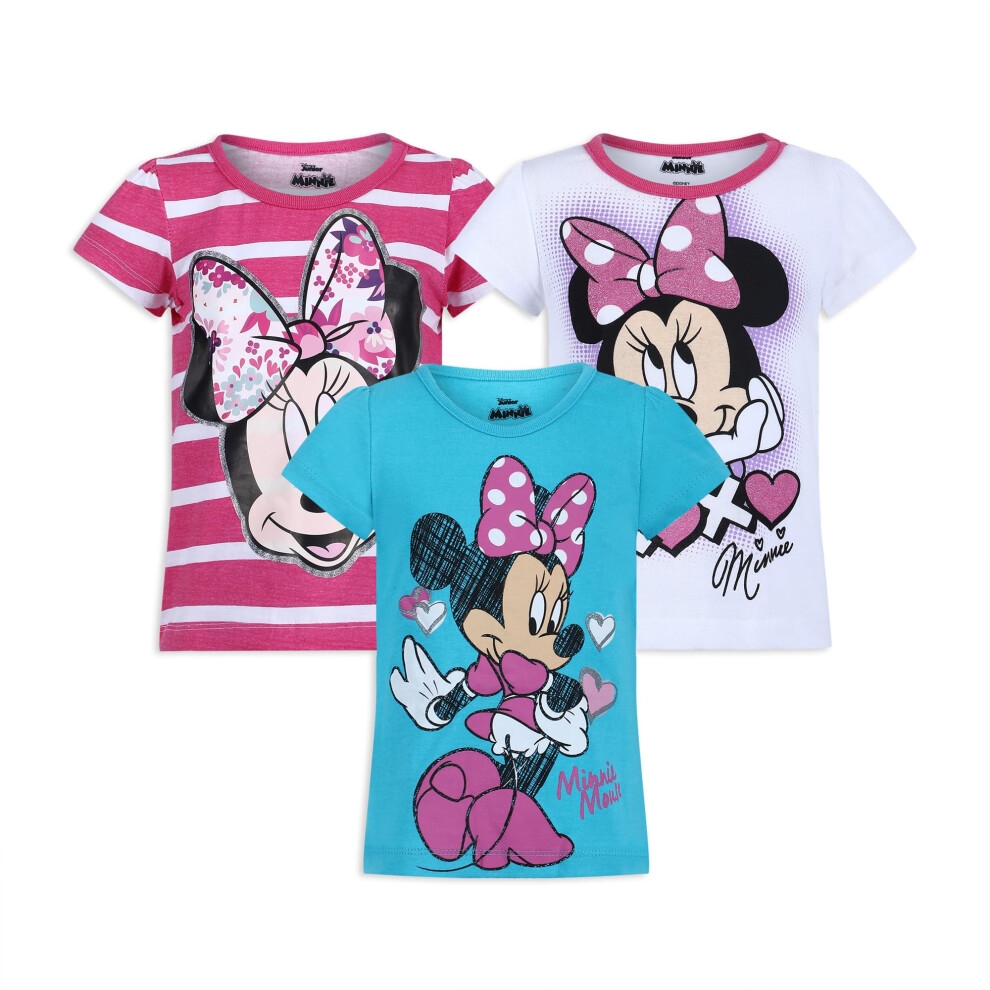 Disney Little Girls' 3 Pack Minnie T-Shirts  Pink  3T