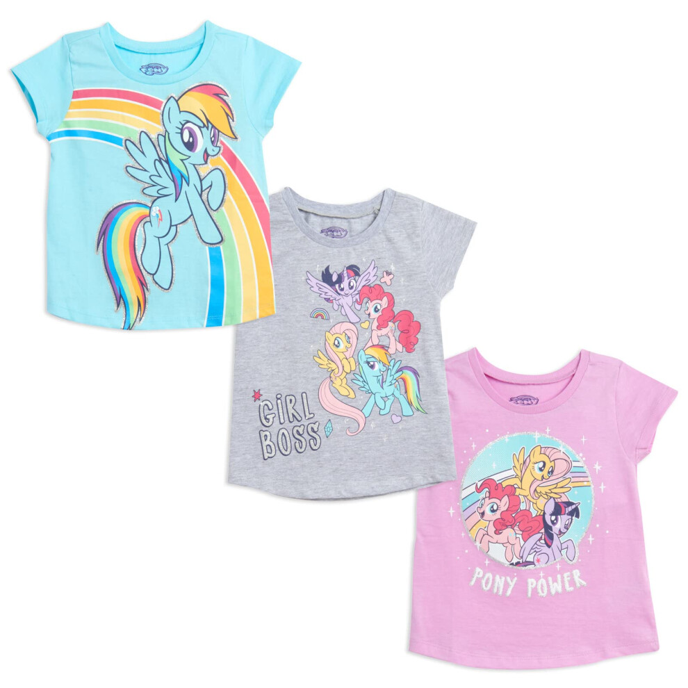 My Little Pony Little Girls 3 Pack Graphic Short Sleeve T-Shirt Grey B