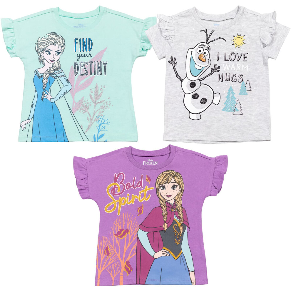 Disney Frozen Elsa Princess Anna Toddler Girls Girls 3 Pack Graphic T-