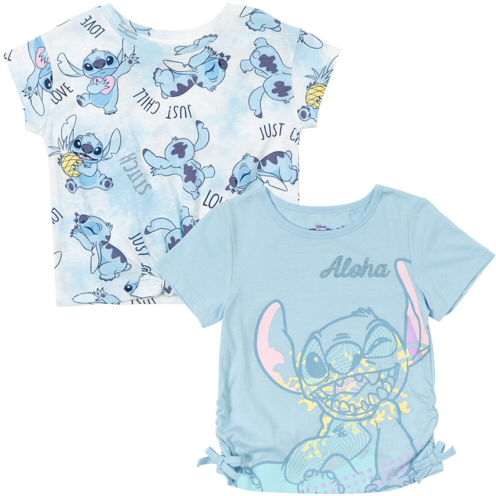 Disney Lilo & Stitch Little Girls 2 Pack T-Shirts Tie Dye Blue 6