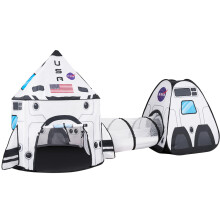 JOYIN White Rocket Ship Pop-up lektlt med tunnel och lekstuga fr barn inomhus utomhus rymdskepp tltset
