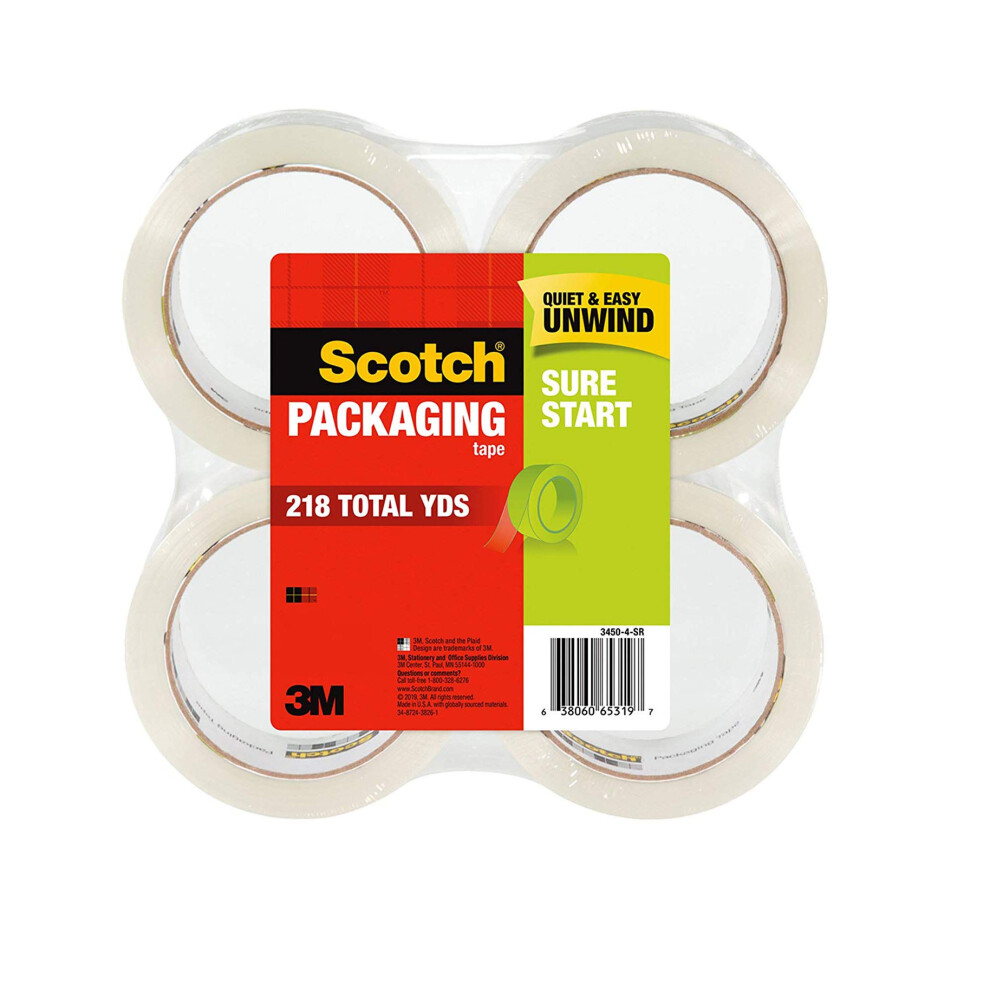 Scotch Sure Start Shipping Packaging Tape  1.88"" x 54.6 yd  Designed