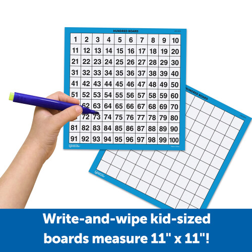 Learning Resources Πίνακες εκατοντάδων Laminated Learning Resources, Στεγανός Βοηθός Αριθμητικής, Σετ 10, 11" x 11" 2