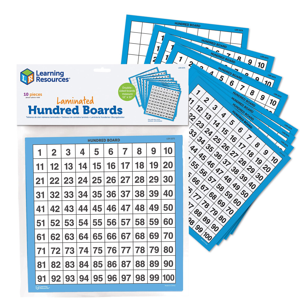 Learning Resources Laminated Hundred Boards  Dry-Erase Counting Aid  S