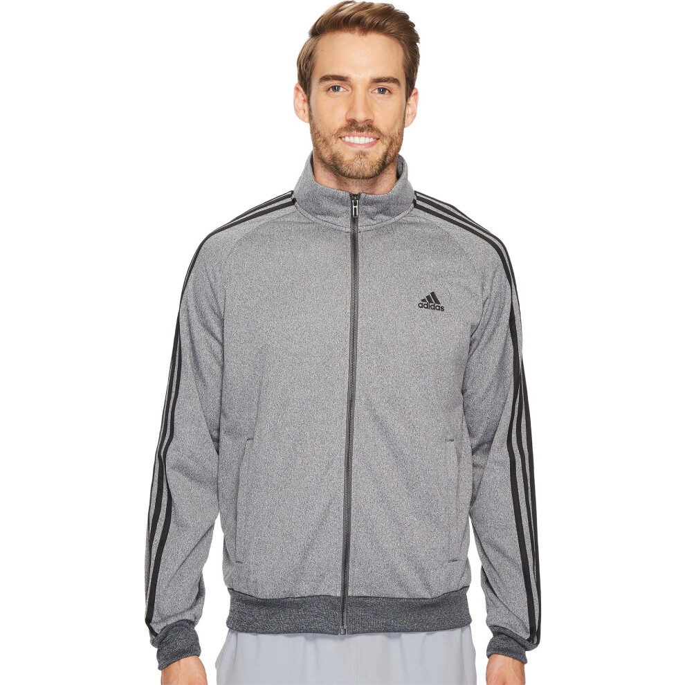 adidas Men's Essentials 3-Stripe Tricot Track Jacket  Dark Grey/Black