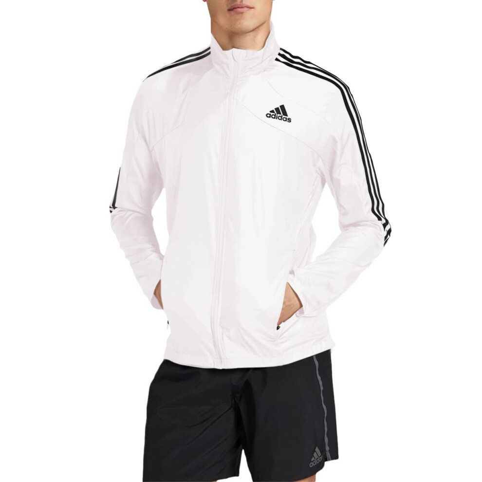 adidas Men's Marathon Jacket 3-Stripes  White/Black  X-Large