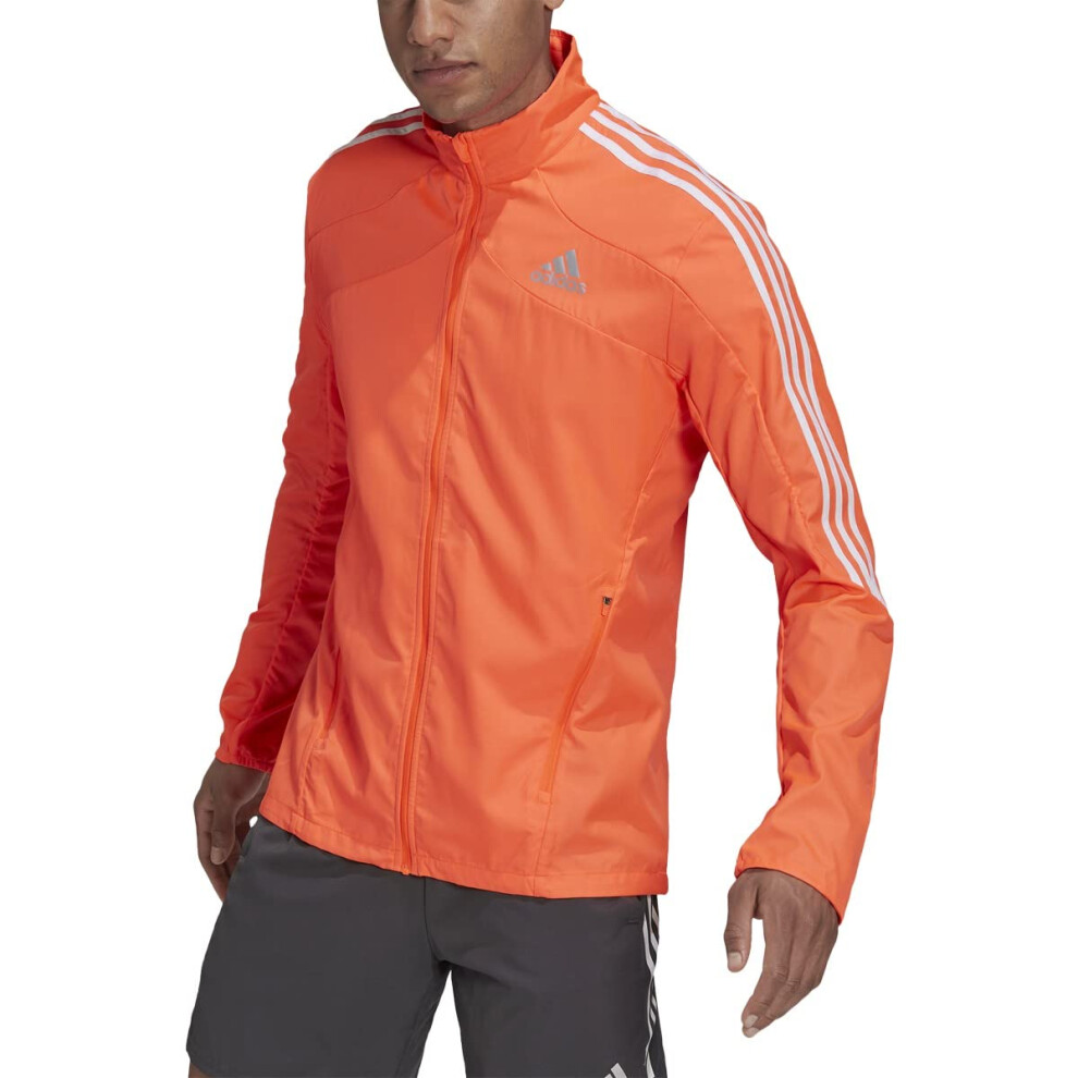 adidas Men's Marathon Jacket 3-Stripes  Solar Red/White  Small