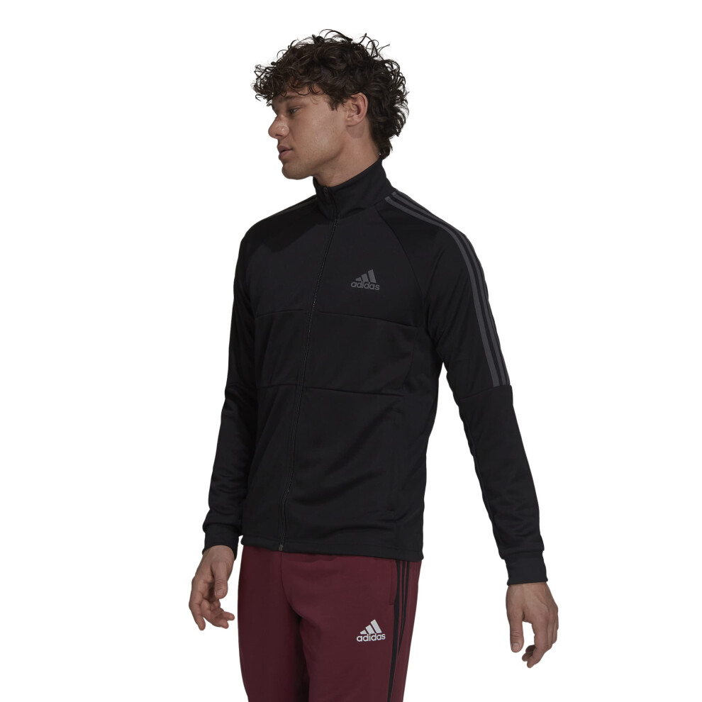 adidas Men's AEROREADY Sereno Cut 3-Stripes Slim Track Top  Black/Grey