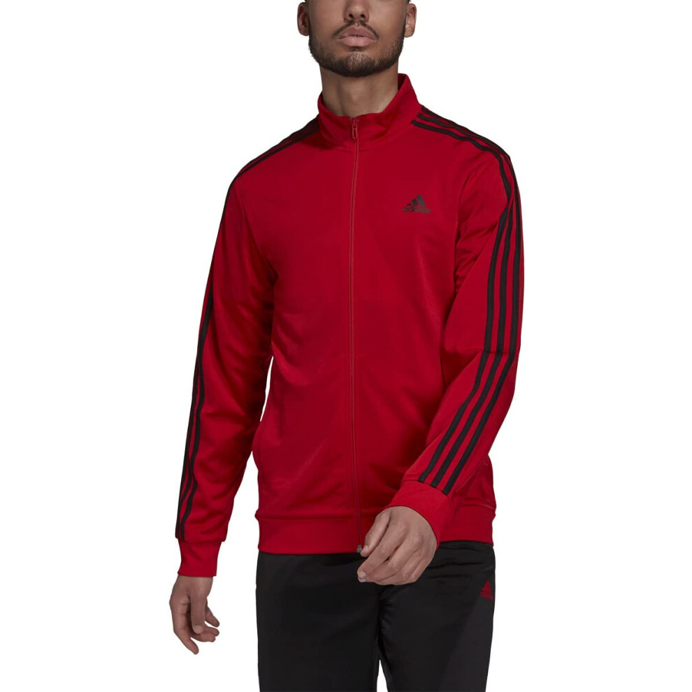 adidas Men's Warm-up Tricot Regular 3-stripes Track Jacket Scarlet/Bla